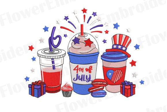 4th of July Coffee Cups Embroidery Review